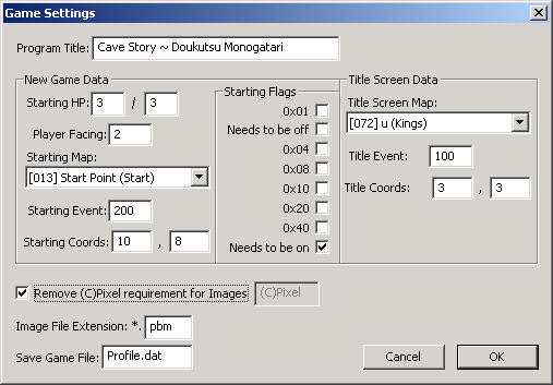 A screenshot of the CaveEditor game settings dialogue detailing how to disable the 
